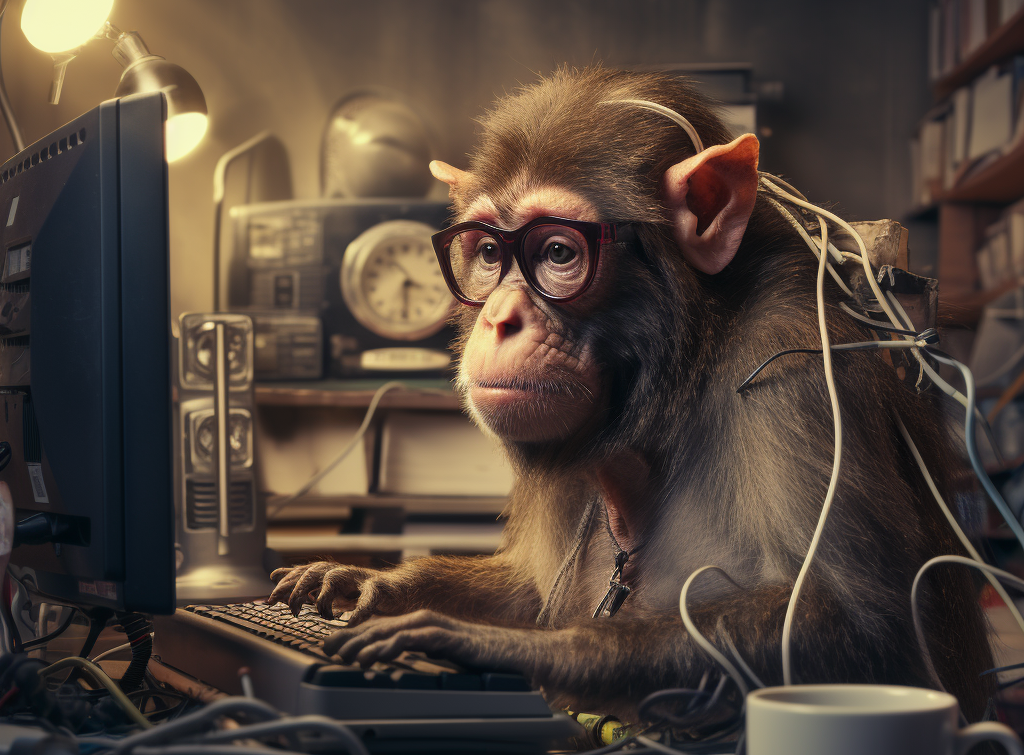 Image of a monkey typing